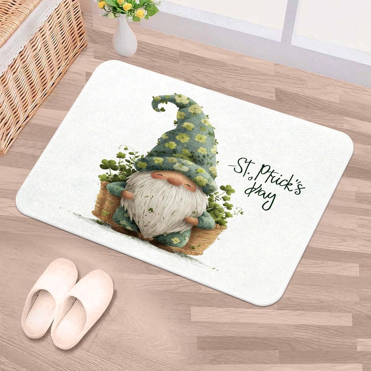 Tapete para puerta de San Patricio: entrada limpia y alegre de 50x80 cm para hogares con perros
