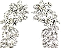 Vista 8 de PEARLY JUN Apliques de diamantes de imitación de plata con apliques de diamantes para vestidos, costura a mano, proyectos de manualidades, ropa