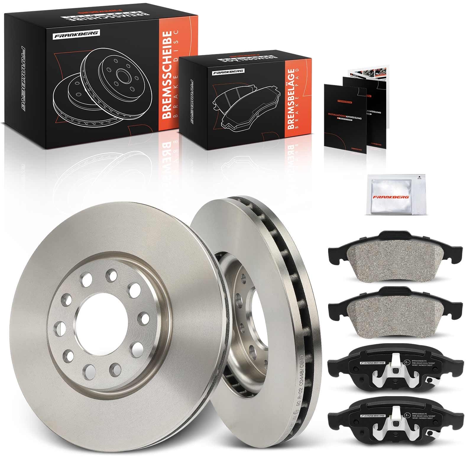 Frankberg 1 set freni incl. 2 dischi freno + 4 pastiglie freno anteriori | Compatibile con: 500X 334, Renegade SUV B1 BU BV