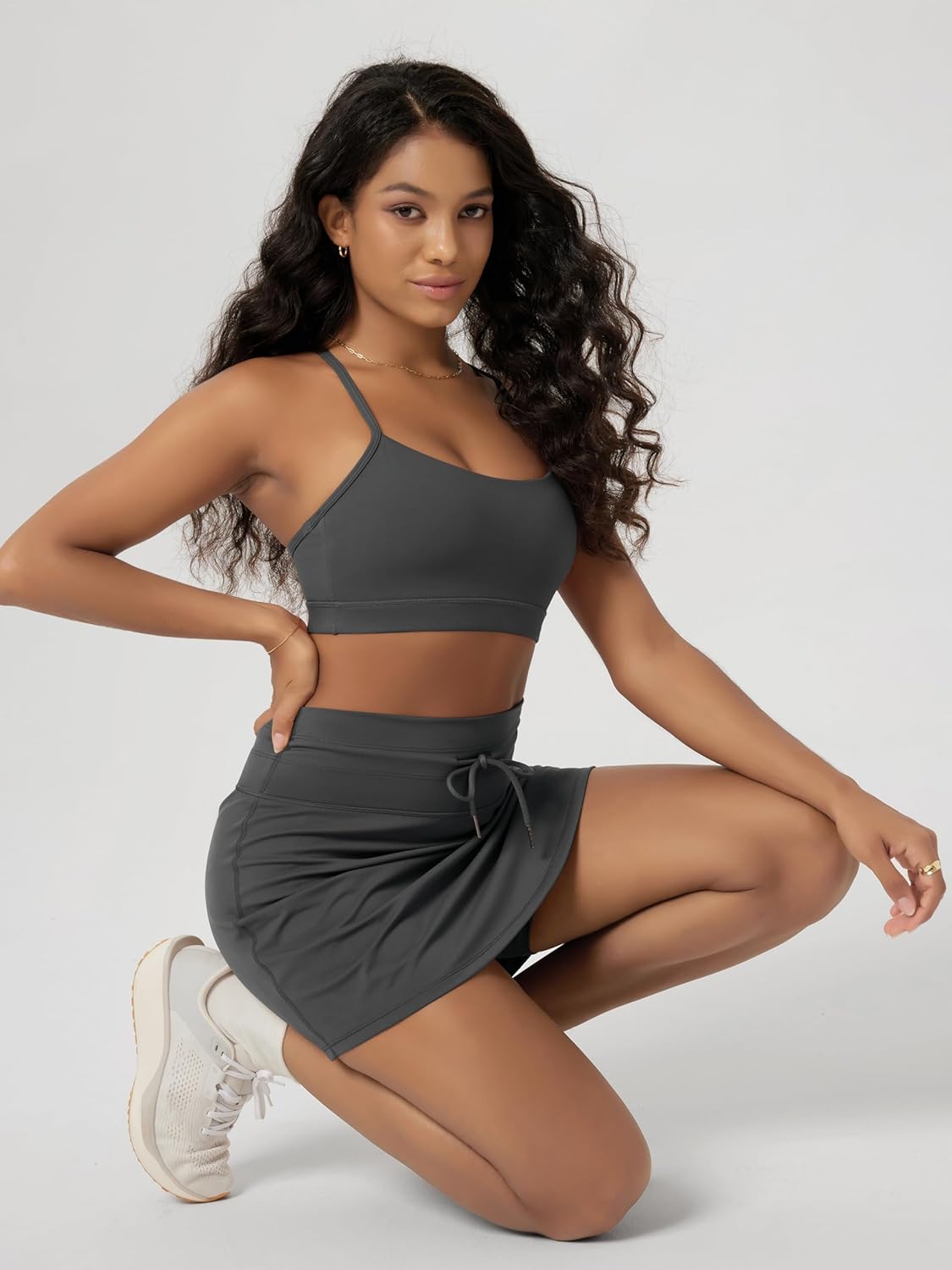 ODODOS Women's Drawstring Tie Daily Skirts Long 17" - Built-in Shorts Athletic Golf Tennis Skorts with Ball Pocket - Image 4