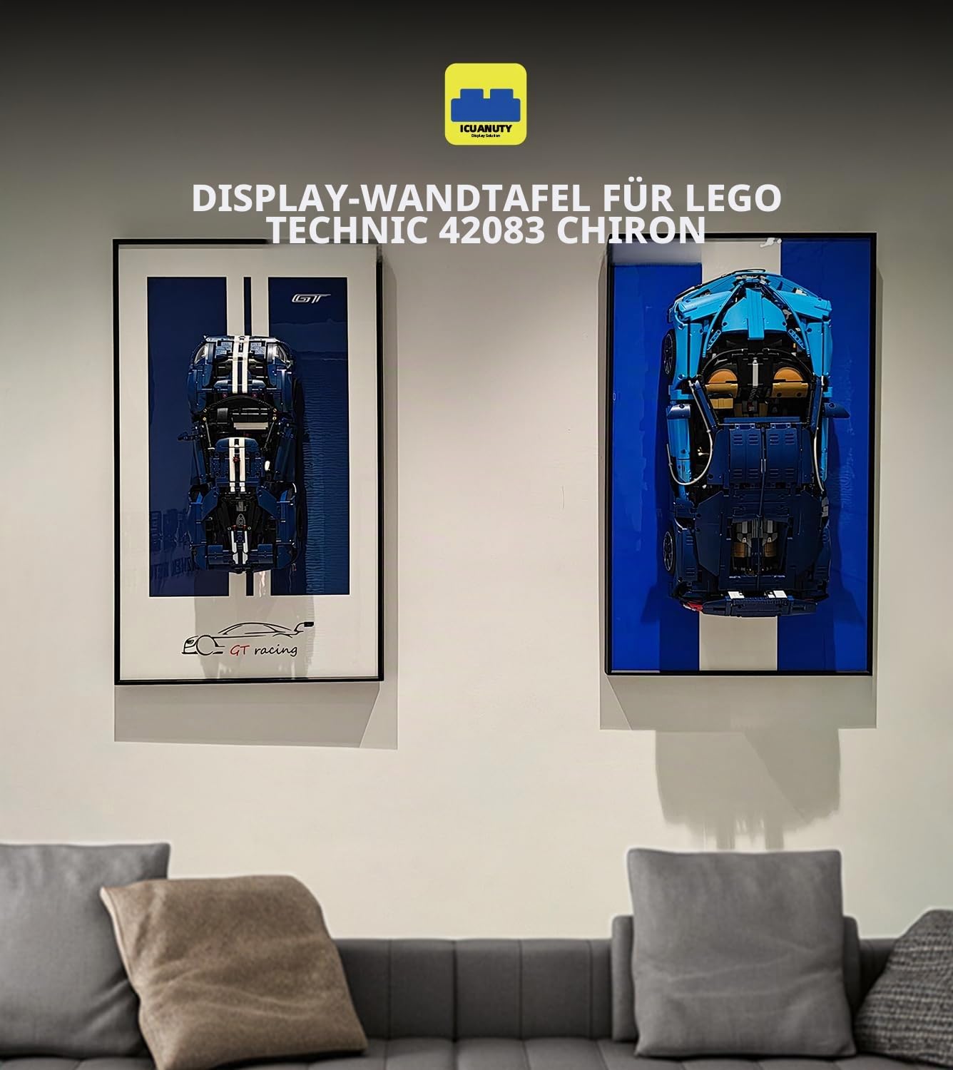 icuanuty Display-Wand Kompatibel mit Technic Kompatibel mit Lego 42083 Technic Chiron, Supersportwagen Kompatibel mit Bauklötze, Geschenke Kompatibel mit Lego-Liebhaber (Nur Display Wandtafel)