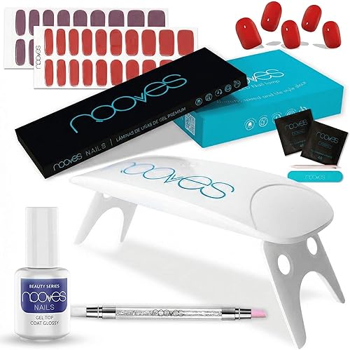 Premium Gel Nail Sheets Set - 8 Units with UV Lamp