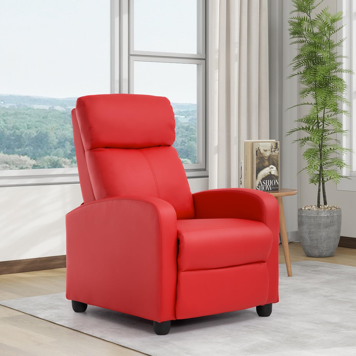 Recliner Chair Push Back Reading Sofa Home Theater Seating with PU Leather Padded Seat Backrest for Living Room Lounge