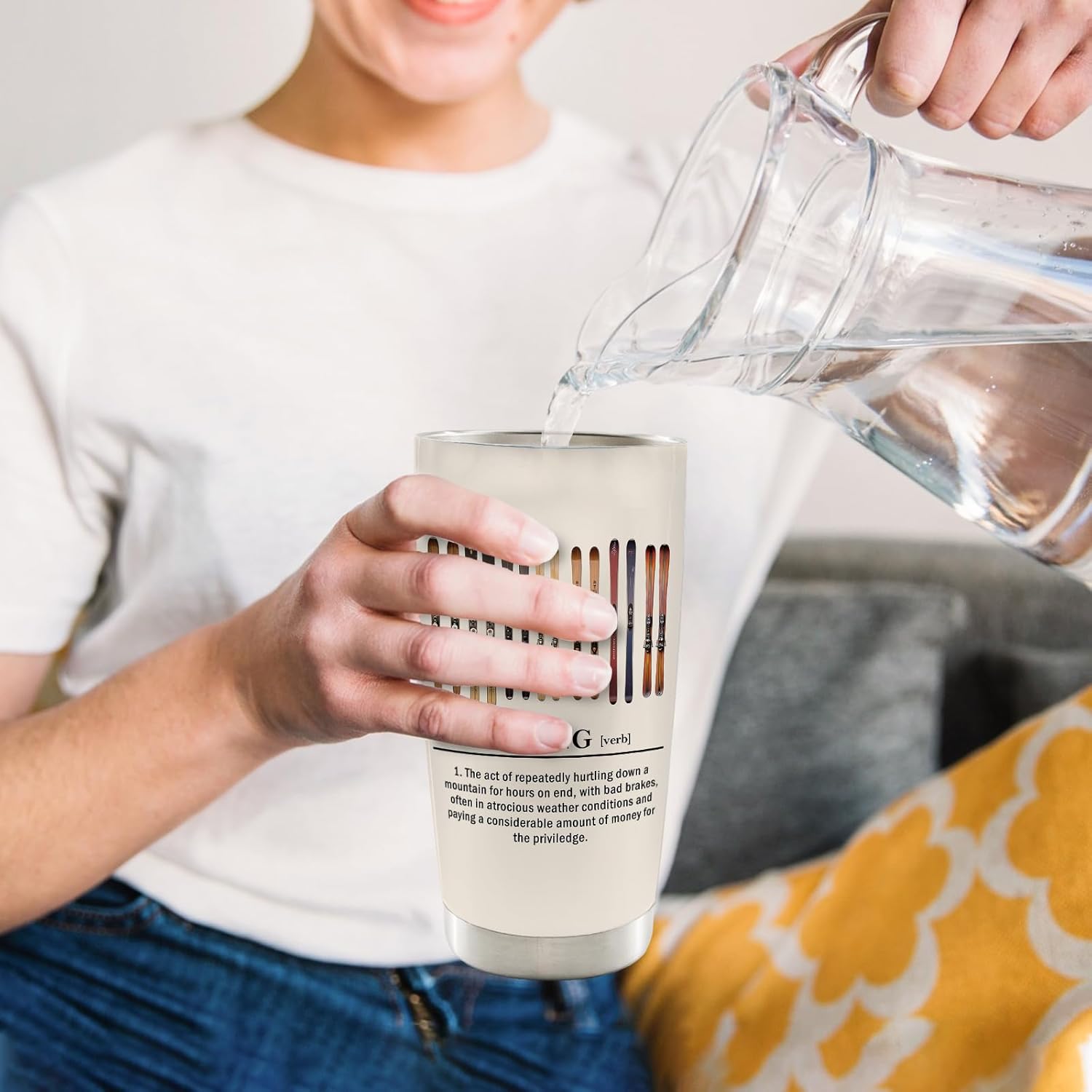 Skiing Gifts 20oz Travel Coffee Mug Tumbler, Ski Gifts for Women Men, Ski Lover Gift, Skiing Definition Winter Stainless Steel Tumbler with Lid and Straw - Image 4