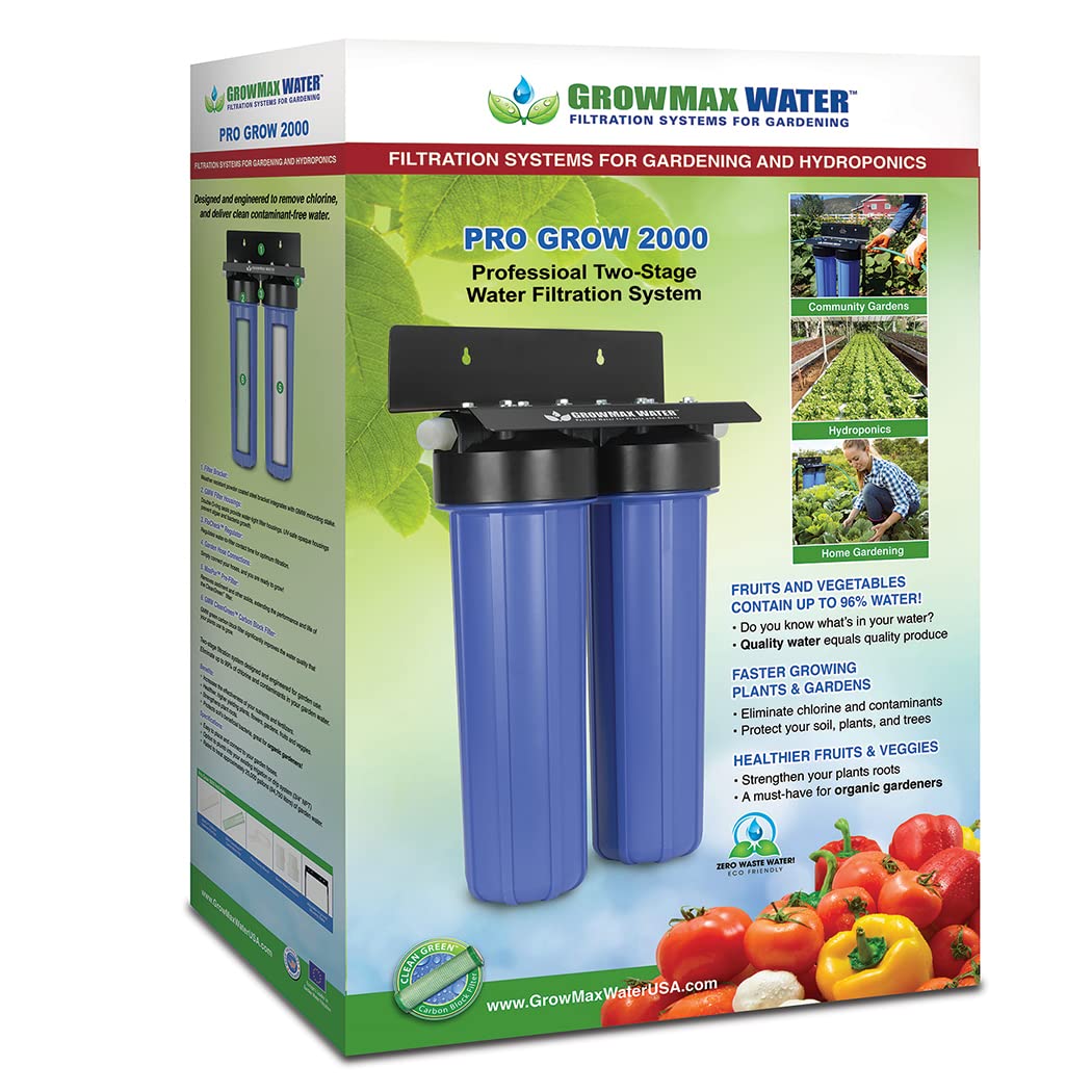 Power Grow 2000. Sistema di filtraggio dell'acqua a 2 stadi ad alta capacità. Ideale per l'uso in grandi giardini, vivai e colture. GrowMax Water.