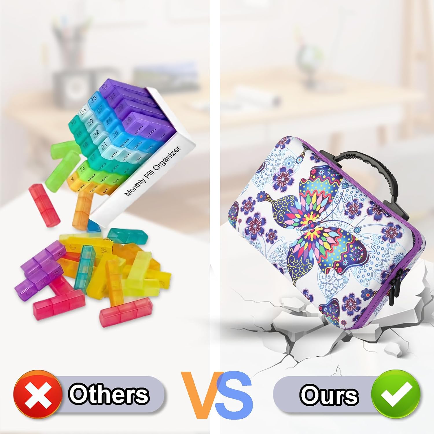 31-Day Medication Box, Featuring 31 Daily Dosage compartments (Allowing for 3 Daily doses), Equipped with a Pill Cutter, is Highly Suitable for Home or Travel use.