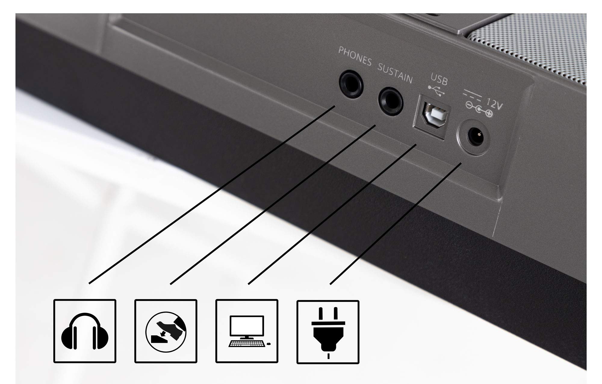 Classic Cantabile CPK-303 Keyboard - 61 Tasten mit Anschlagdynamik - 508 Klänge und 180 Begleitrhythmen - Anschlüsse für Kopfhörer und Sustain-Pedal - grau