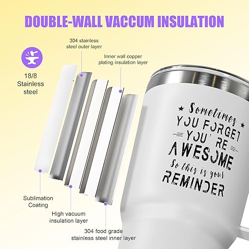 Miniatura 4 de AGH Regalos de Navidad para mujeres  Taza de café aislada con asa de 20 onzas, regalo de cumpleaños inspirador You're Awesome You're Awesome para