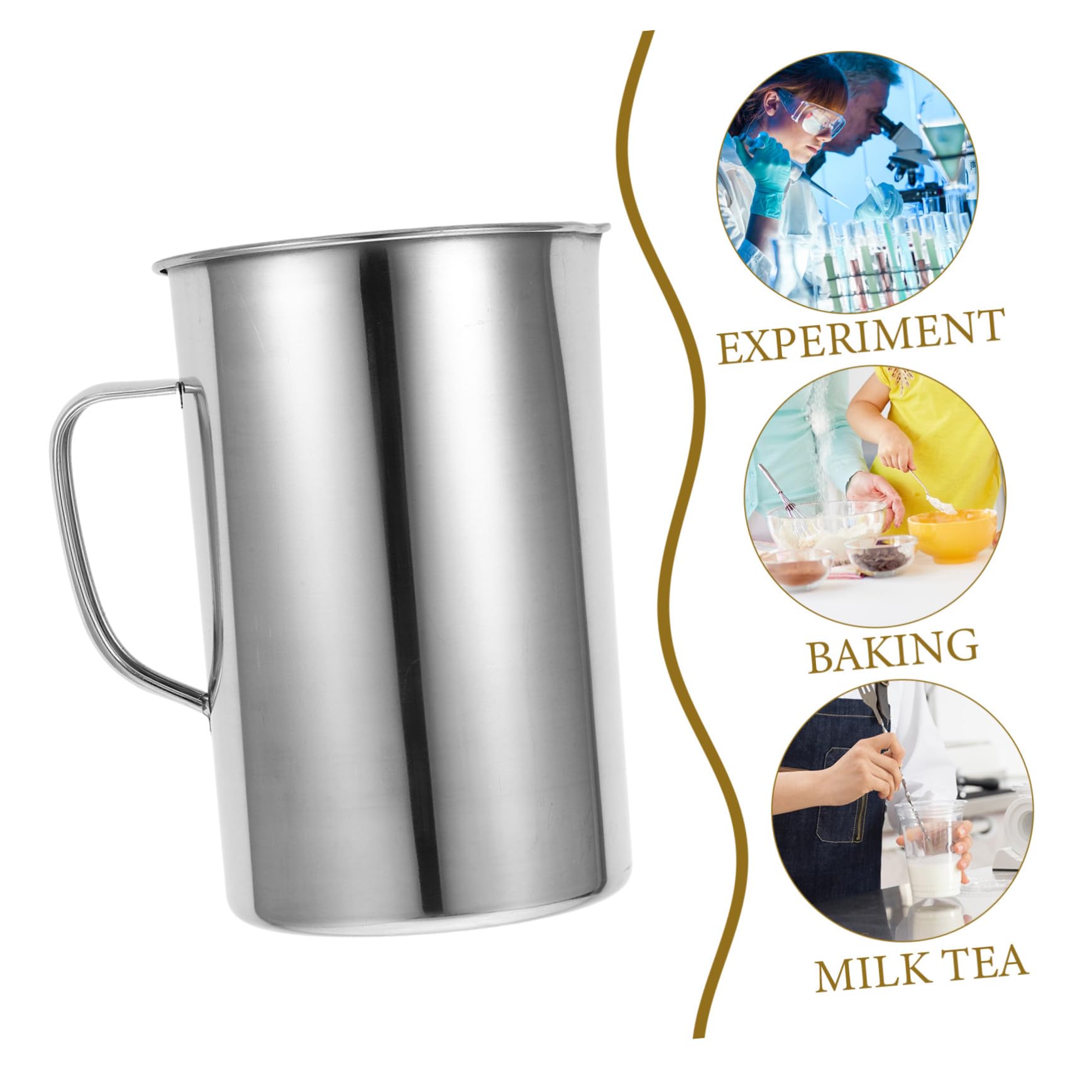 Tasse à Mesurer en Acier Inoxydable 2000ml avec Graduation