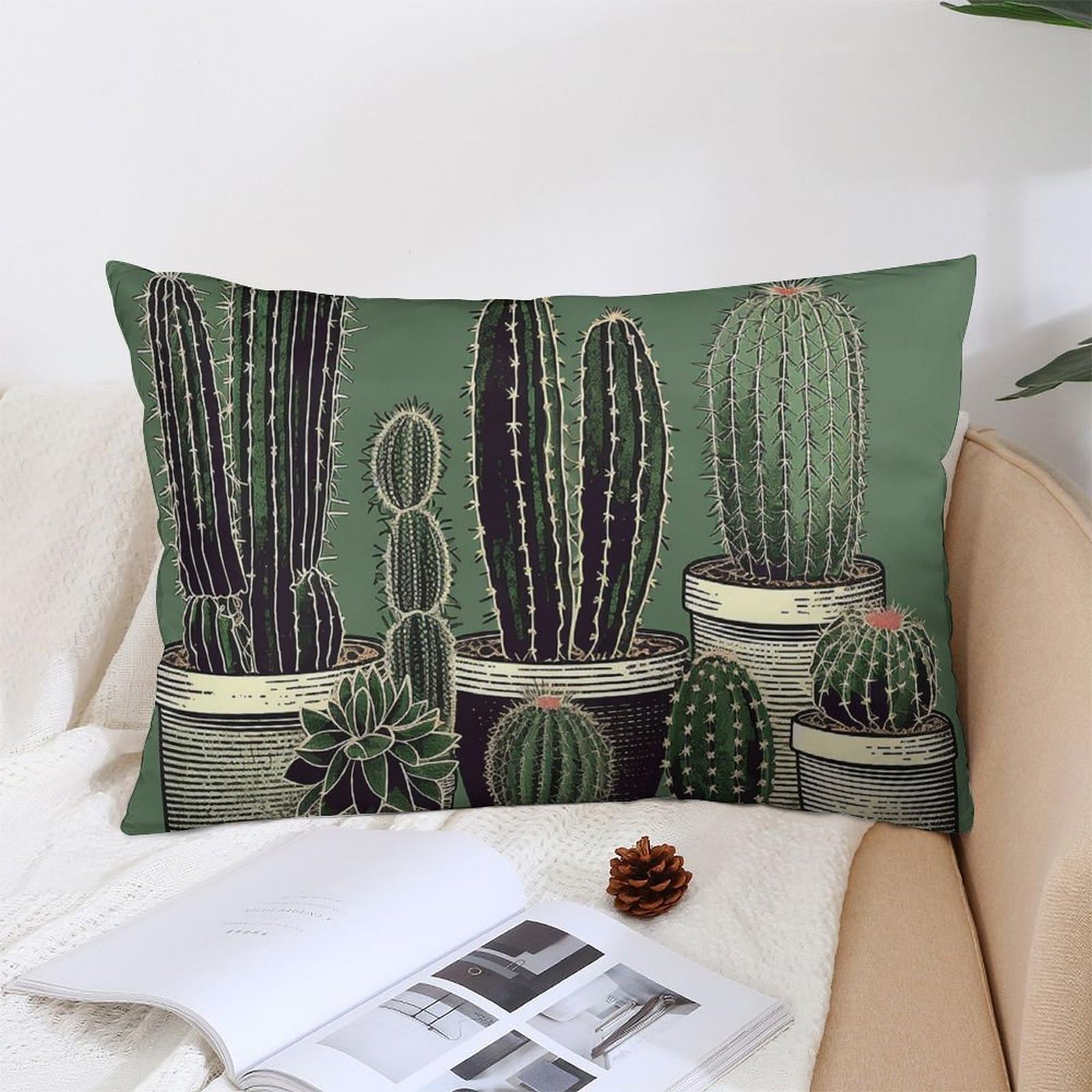 NTVOWPZO Decoration Throw Pillow Covers 12 "x20 Pillowcases Covers Green Cactus Soft Pillowcases Modern Farmhouse Home Decor Sofa Cushions Covers for Couch Bed Living Room