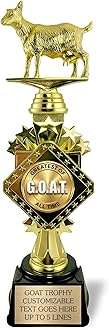 - 13” Large Goat Trophy Customizable Award with Engraving on Personalized Plate, Funny Goat Office Awards, “Greatest of All Time” for Champion, Mom, Dad, Co-Worker, Boss, Fantasy Football Winner Gift