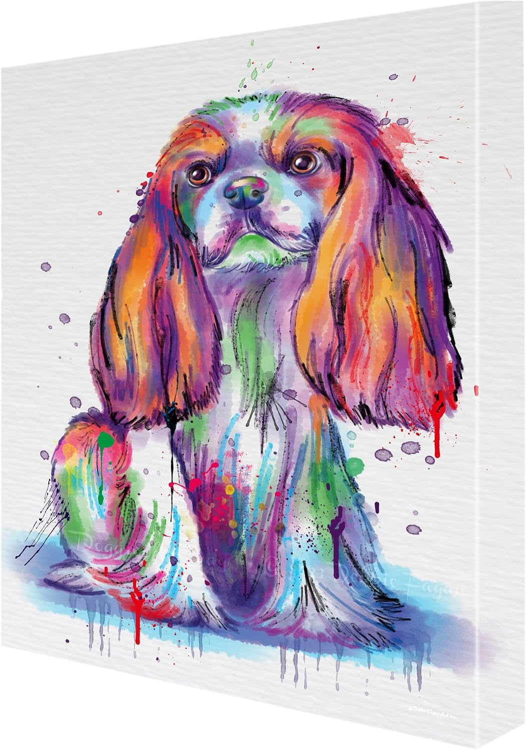 Doggie of the Day Watercolor with Cavalier King Charles Spaniel Dogs Canvas Wall Art - Premium Quality Ready to Hang Room Decor - Flat Rolled 11" x 14"