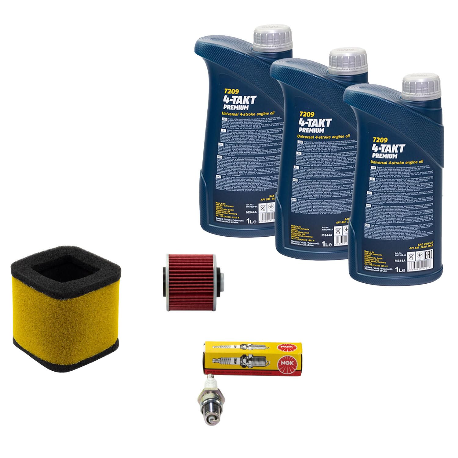 Wartungspaket Öl 3L + Luftfilter + Ölfilter + Zündkerze für Yamaha XT 500 XT500 1U6 Baujahr 1976-1989