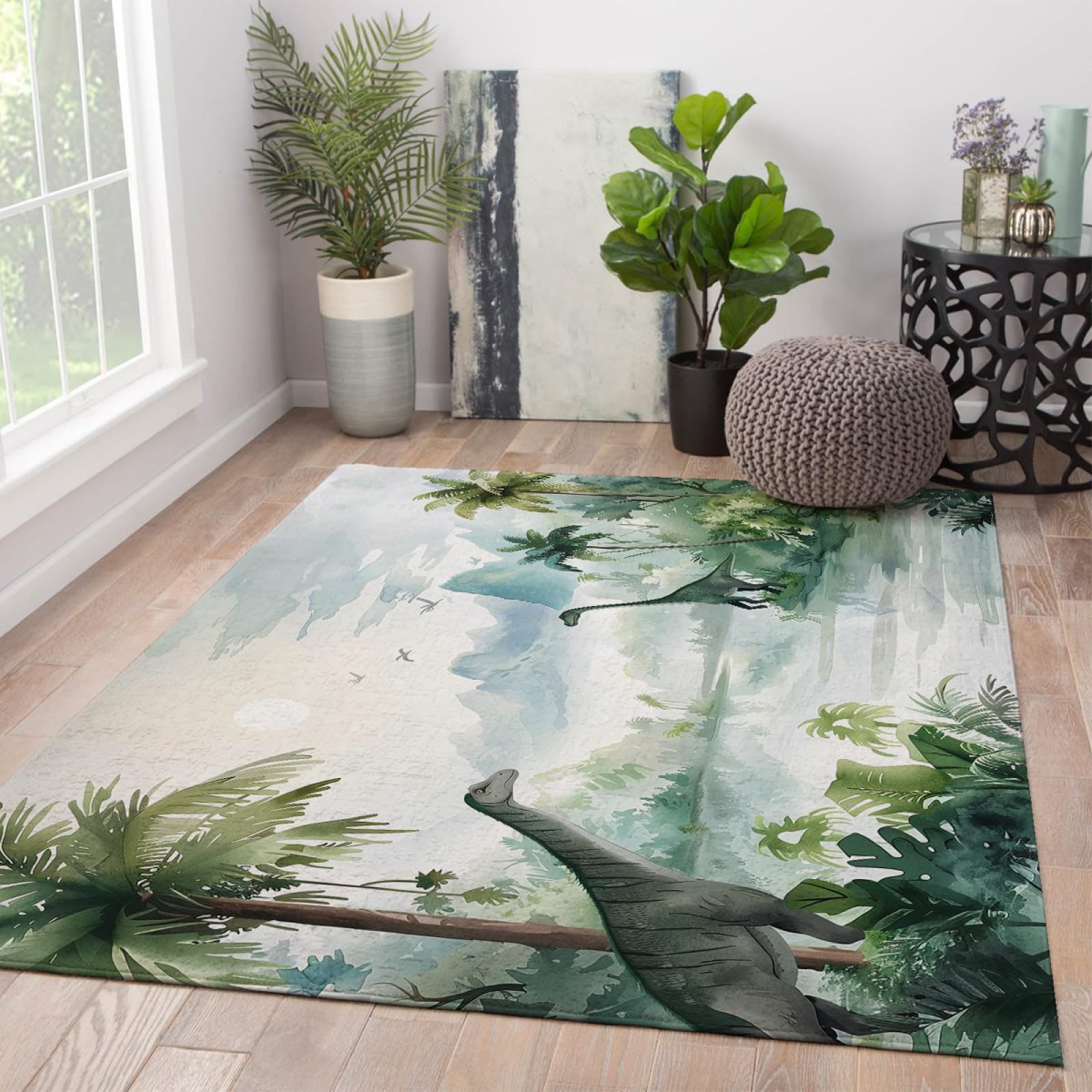 Inspirowane naturą miękkie dywaniki do sypialni dinozaur era las deszczowy antypoślizgowy spód dywany sypialnia mata do zabawy można prać w pralce 13 x 18 cm