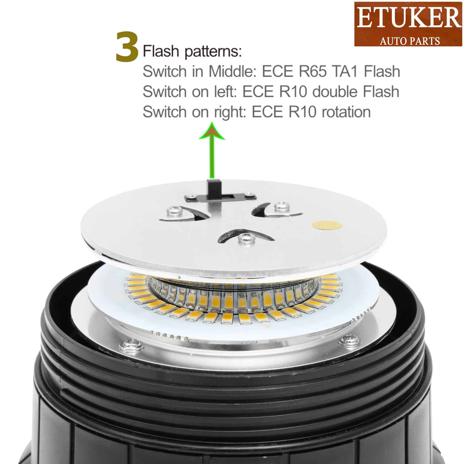 Piloto Estroboscópica Luz Rotativo Led NaranjaTractor Magnetico 12v 24v Flash de Emergencia Homologadas