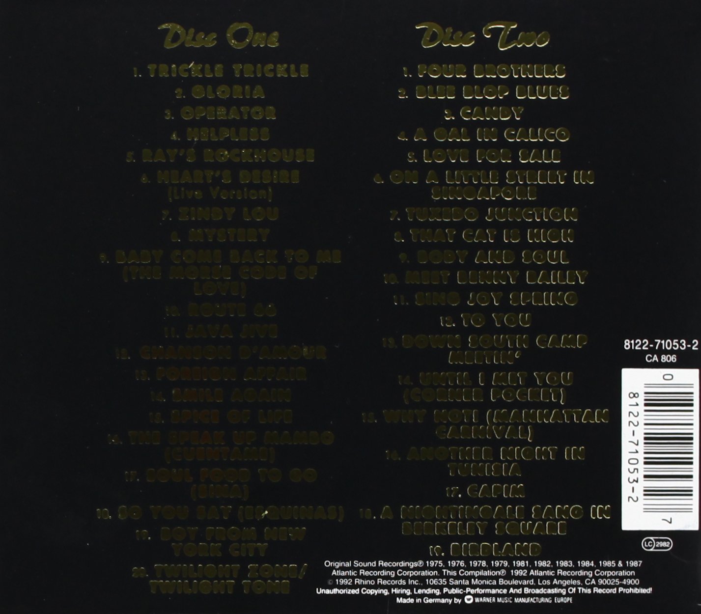 The Manhattan Transfer Anthology - Down In Birdland