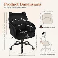 Vista 2 de IWMH Silla de oficina en casa, silla de escritorio de asiento ancho, lindas sillas giratorias de terciopelo para tocador, sillas de tareas