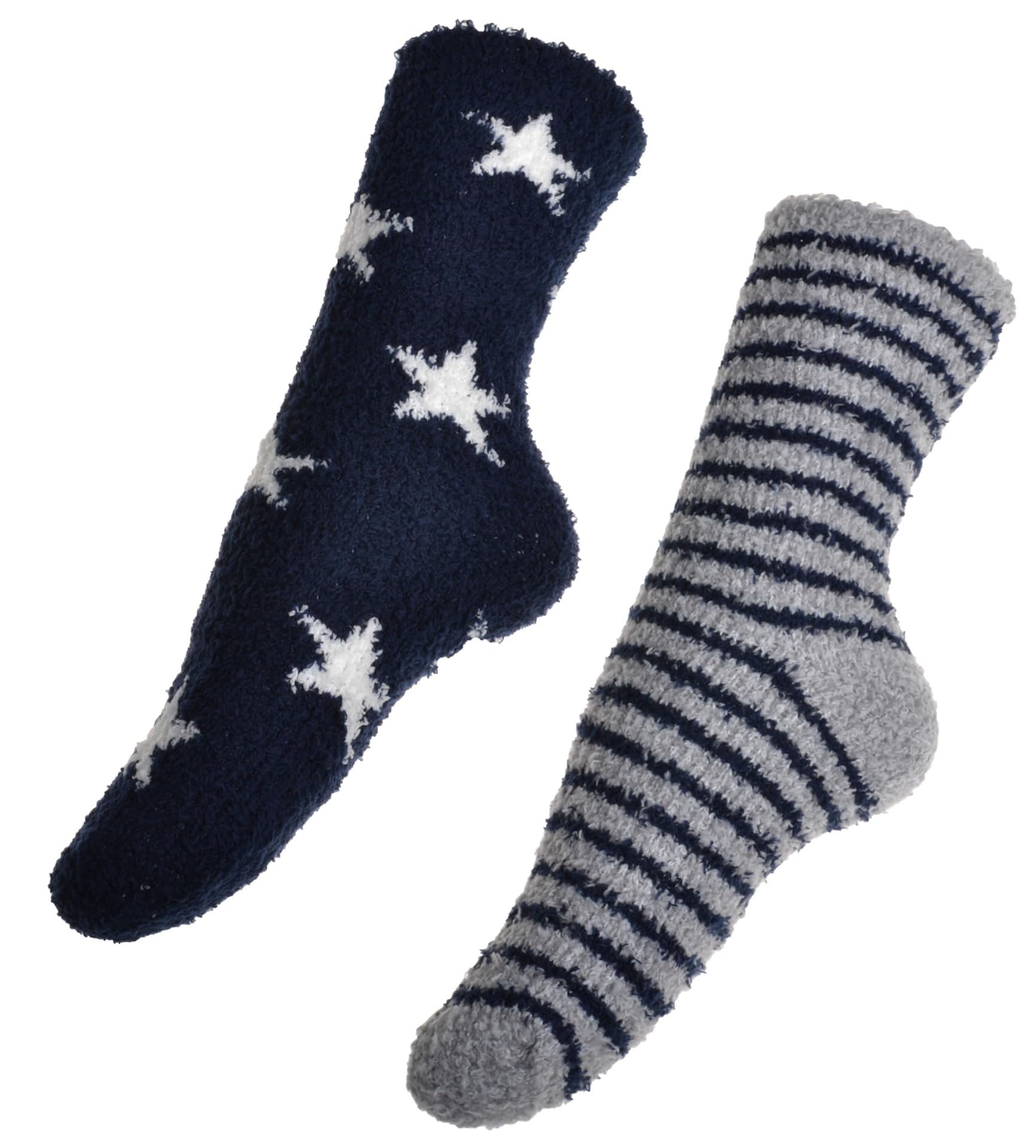 Wb Socks Women's Stars & Stripes Fluffy Cosy Socks - 2 Pair Pack