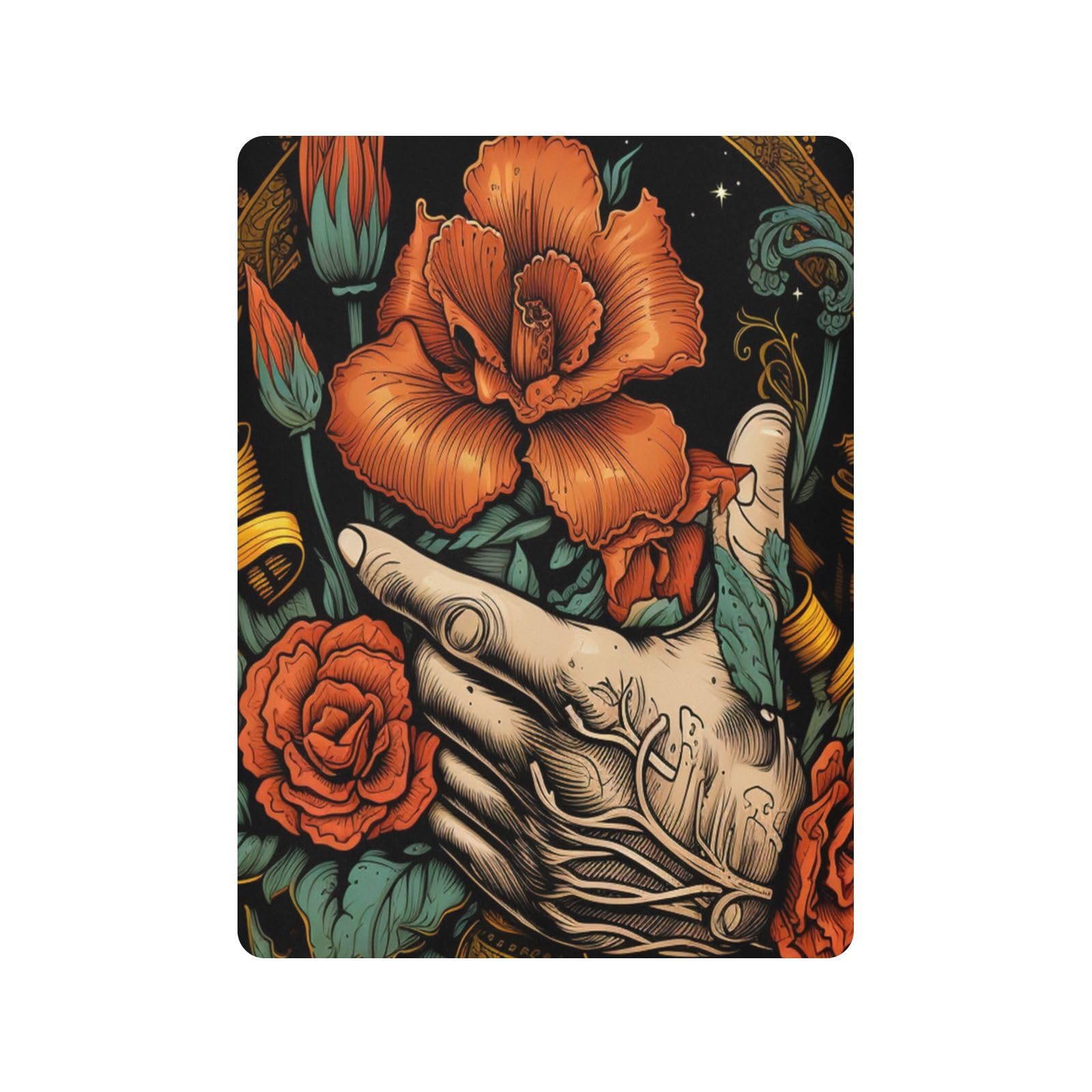 Arte De Flor Naranja Rosa Roja Sábana de Cuna para Niños Pequeños,Sábanas de Algodón Suave para Bebés Aptas para Colchón Corralito