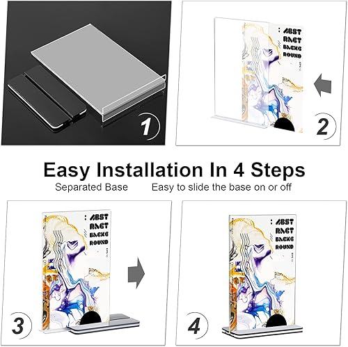 Miniatura 5 de Yulejo 12 soportes acrílicos para letreros de 4 x 6 pulgadas, soporte de exhibición de escritorio de doble cara en forma de T, soporte para mesa de