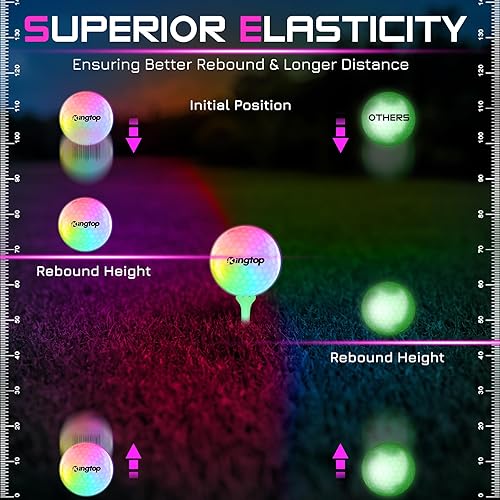 Miniatura 8 de KINGTOP Upgraded Glow in The Dark Golf Balls - Super Bright Light Up LED Golf Ball - with Glow Golf Tees and Storage Bag - Fun Night Golfing Gift