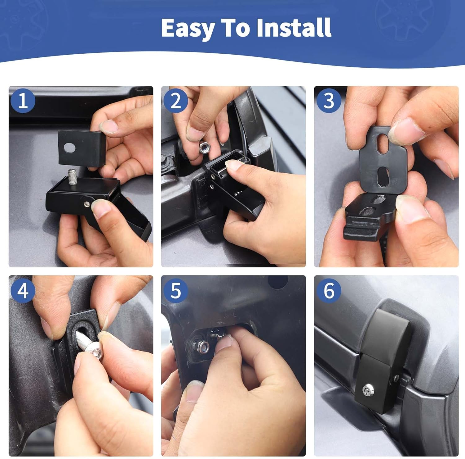 RT-TCZ for Jeep Wrangler Hood Latches Catch Kit with Lock for Jeep Wrangler JK JKU(2007-2017) JL JLU(2018+) Gladiator JT(2020+) Black Exterior Accessories 2pcs