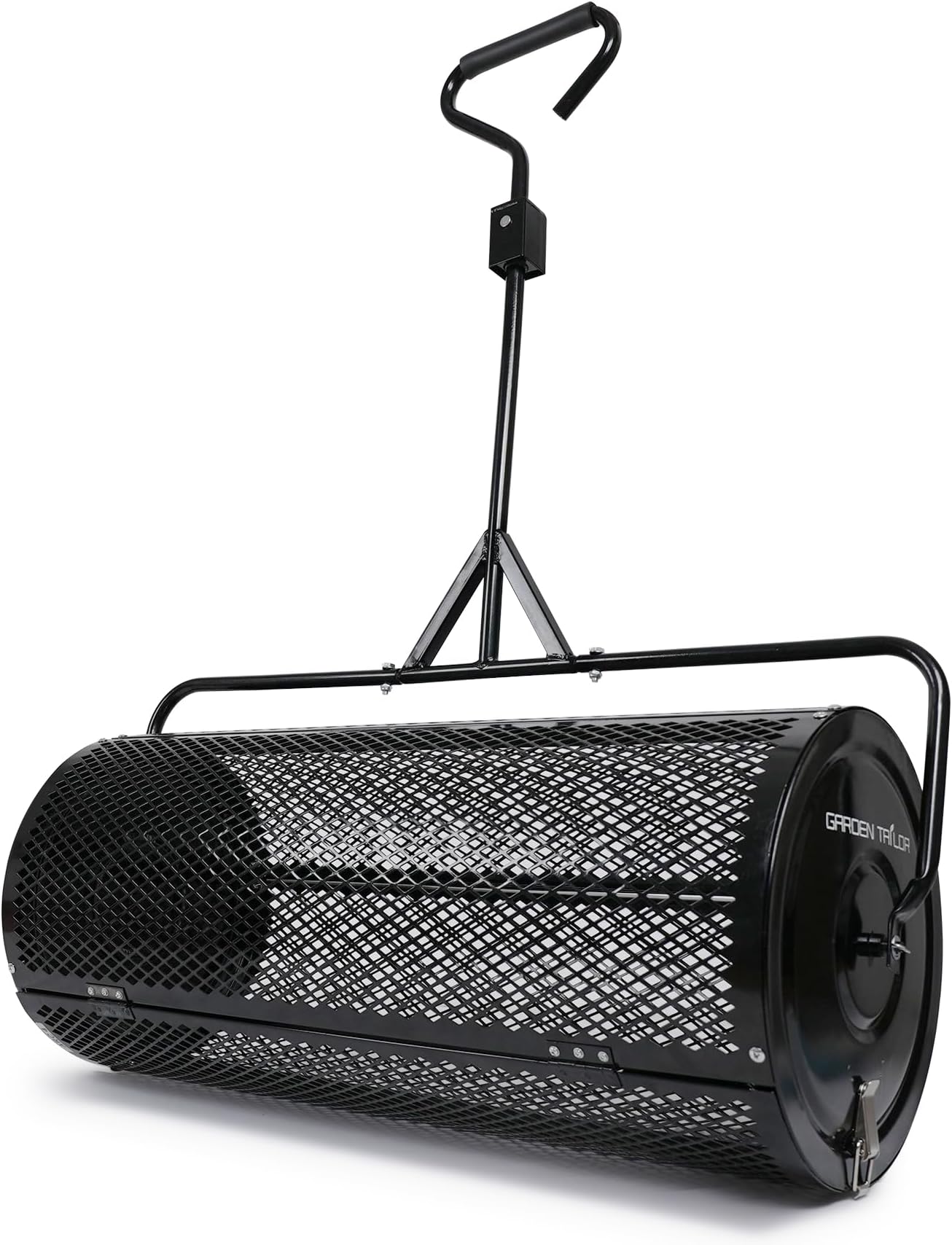 Compost Spreader 36 Inch Towable Peat Moss Spreader with Installation Support Accessories, Black Metal Mesh Roller Lawn Spreader for Top Soil, Manure, Mulch, Top Dressing - Garden spreaders for lawns