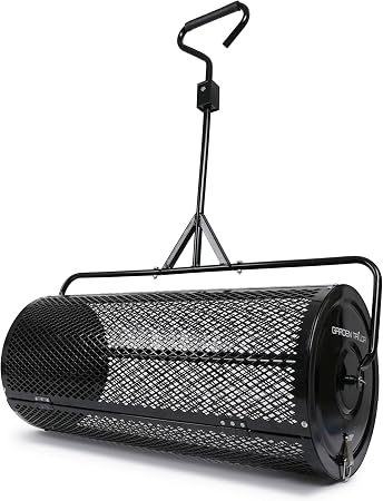 Compost & Peat Moss Spreader – 16"x48" Roller With ATV Tow Hitch – For Lawn, Garden, Topsoil & Manure