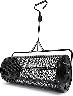 Compost Spreader 36 Inch Towable Peat Moss Spreader with Installation Support Accessories, Metal Mesh Roller Lawn Spreader for Top Soil, Manure, Mulch, Top Dressing - Garden spreaders for lawns