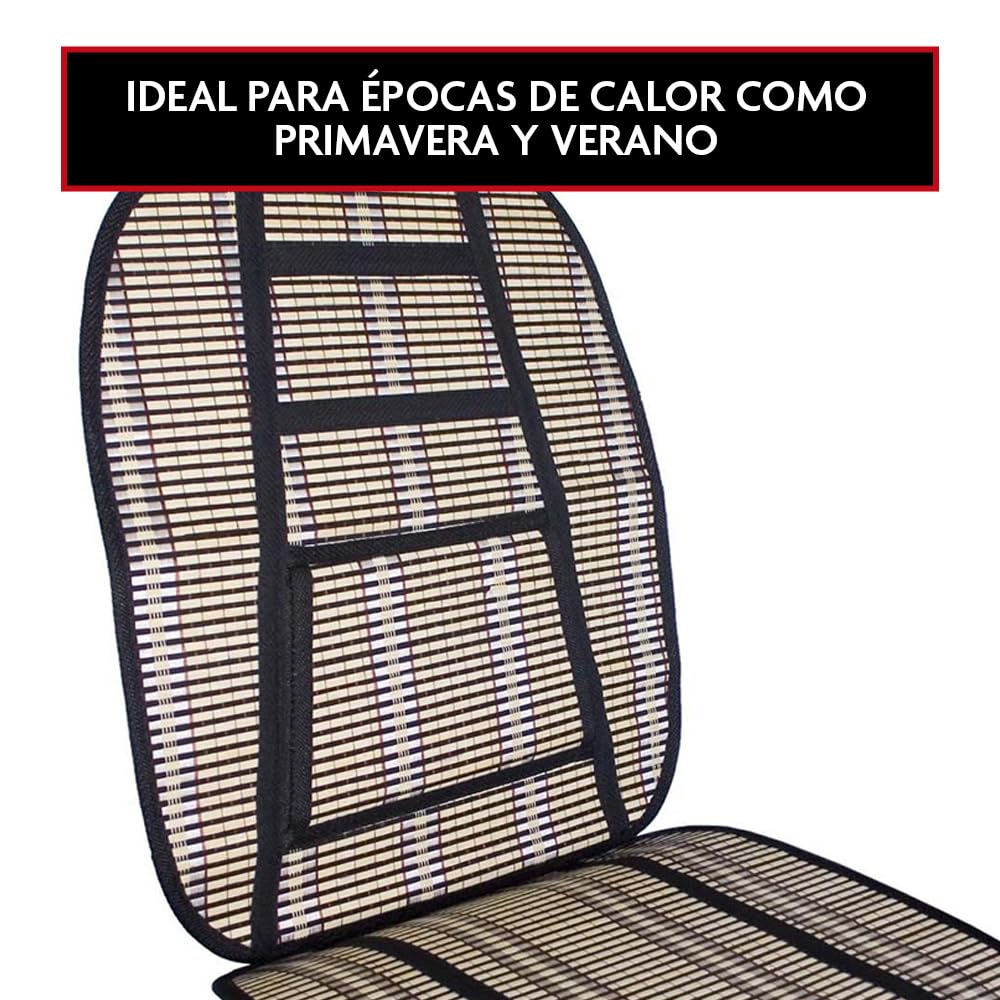 Krawehl - Respaldo para el Asiento del Coche - Respaldo de Verano - Evita el Sudor - Máxima Comodidad - Fabricado en Fibra Vegetal - Compatible con Todos los Asientos - Bambú y Negro