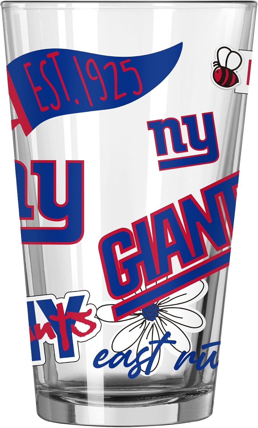 FANMATS NFL New York Giants 16 oz Pint Glass — 16 Fluid Ounces | Glass | Officially Licensed | Native Icons Design