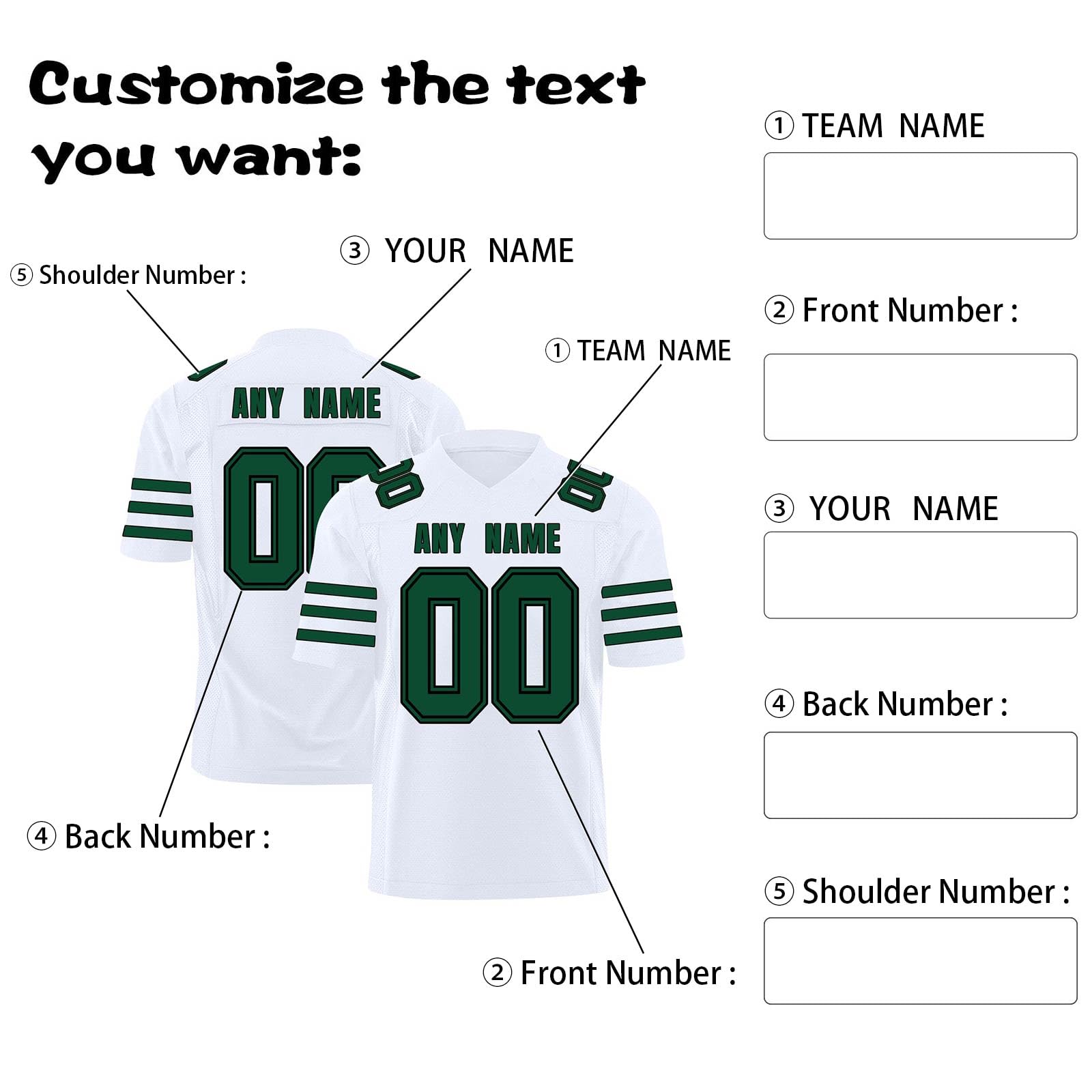 Tee Shirt Personnalisable de Football Américain Personnalisables, Imprimés avec des Noms et des Numéros, Spécialement Conçus pour Les équipes, Les Tournois et Les Supporters.