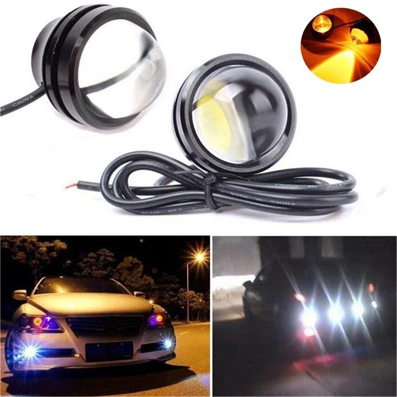 Indicatori Direzione Parcheggio Retromarcia Per Auto DRL Luce Marcia Diurna LED Bianco Blu Giallo Rosso Fendinebbia Automatici 2 Pezzi Eagle Eye Led 12/24 V 15 W
