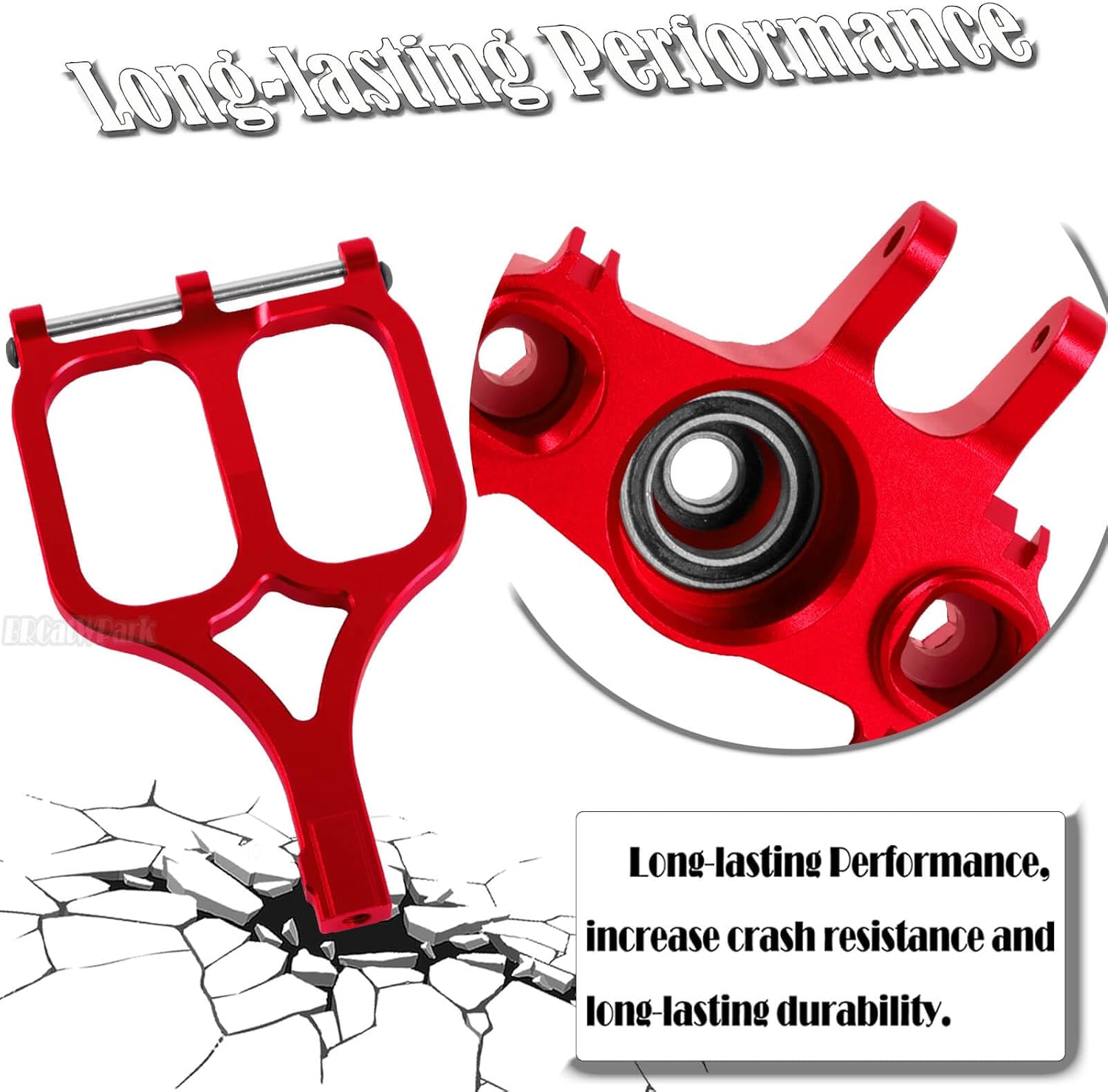 RC Aluminum Suspension Arms & Caster Block,Steering Blocks,Rear Stub Axle Carriers Upgrades Part for 1/10 E-Maxx T-Maxx,Red,Replace Part#5131R #5132R