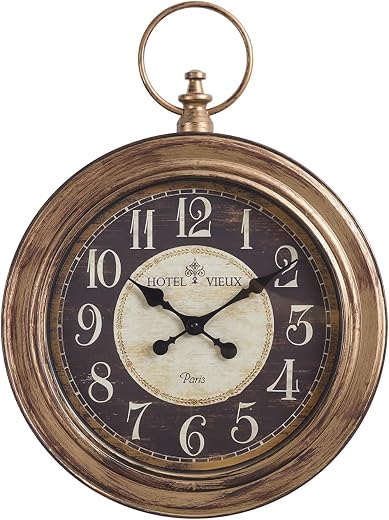 Monarch Specialties I 9092 Clocks, 18 " photo Monarch Specialties I 9092 Clocks, 18 Round, Wall Clock, Antique Brown, Traditional