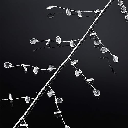 Miniatura 2 de WILLBOND Guirnalda de alambre de hielo, alambre de acero, guirnalda de cristal acrílico, cuentas de cristal sintético para árbol, boda, decoración
