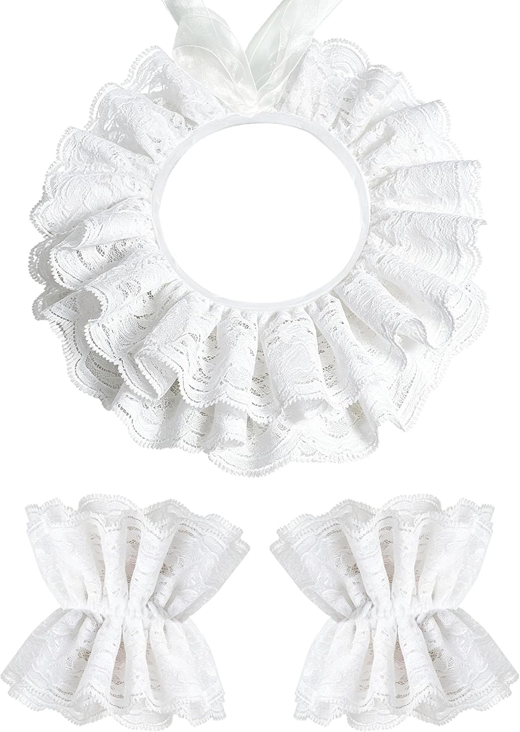 Clown Collar and Cuffs Set, Neck Ruffle Collar Cuffs Costume Accessories
