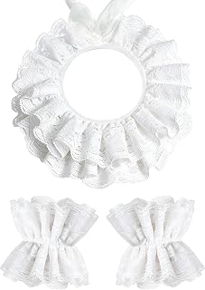 Clown Collar and Cuffs Set, Neck Ruffle Collar Cuffs Costume Accessories | Detachable Clown Accessories for Women & Men, Clown Neck Ruffle Set for Halloween, Carnival Party Cosplay
