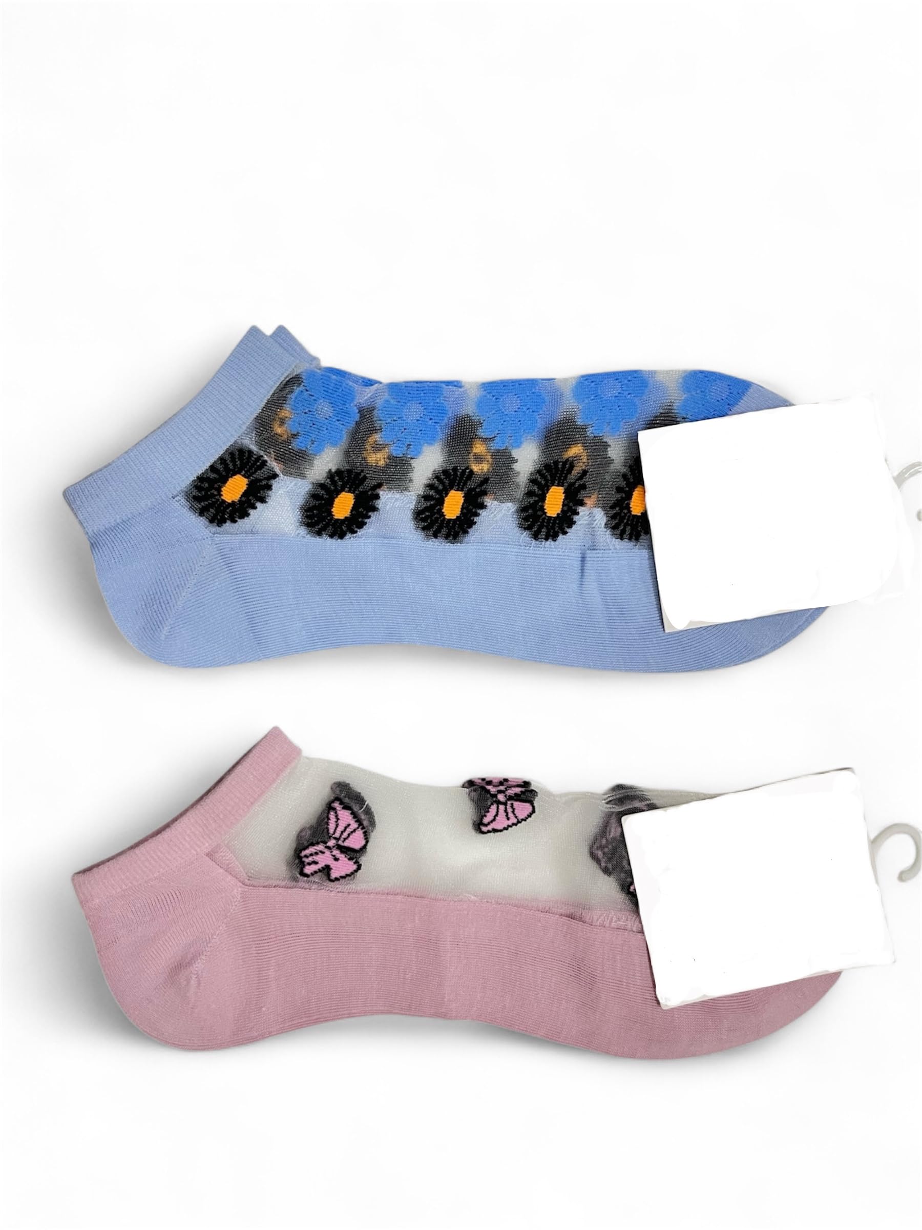 PrimeNest Plus Girls' Floral Pattern Ankle NetSocks, Multi-Colour Pack of 4