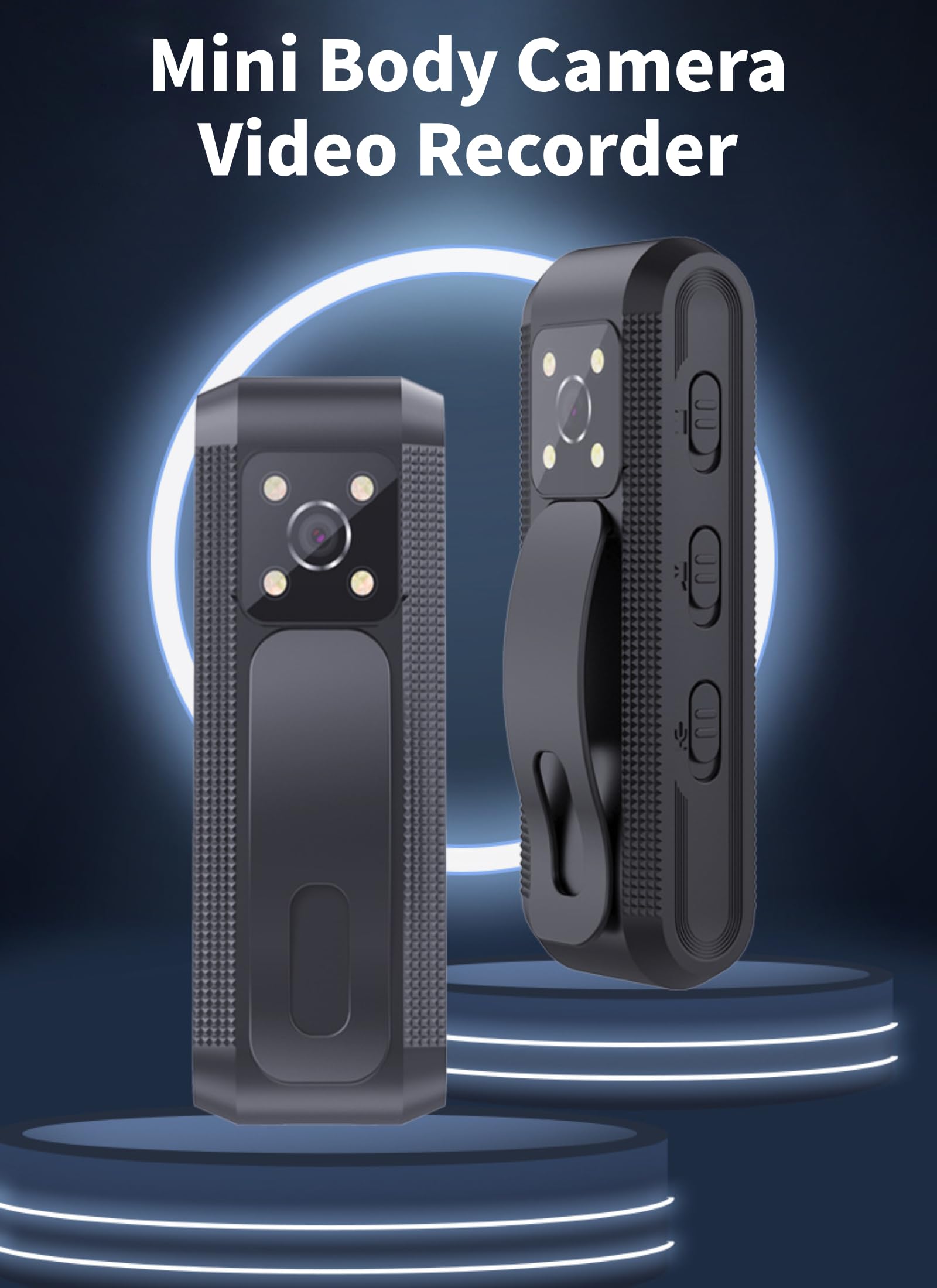 Diyeeni Camera del Corpo con Registrazione Audio e Video, HD 1080p Body Cam con Visione Notturna Automatica, Rilevamento del Movimento, Azione Sport con Videocamera Personale per