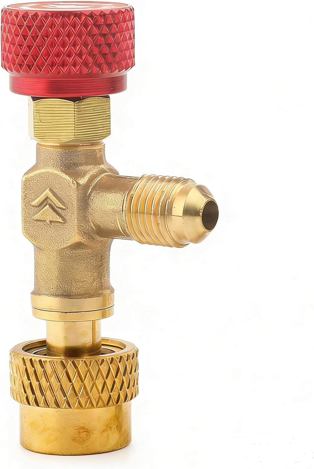 HS-1221 Brass Refrigerant Safety Valve, 1/4" 5/16" Thread AC Charging Adapter, R410A R22 Compatible Fitting for Home AC Repair