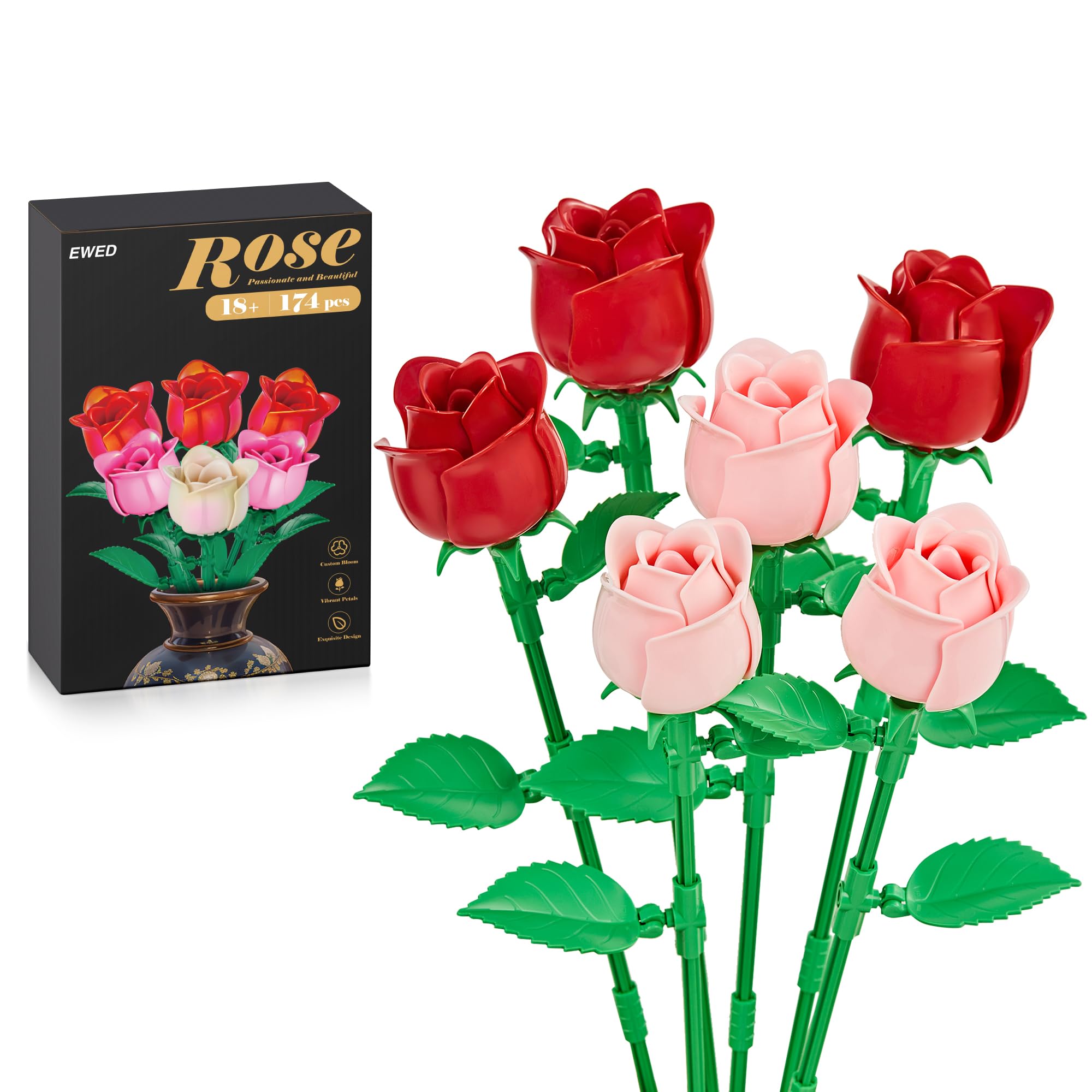 Amazon.com: EWED Rose Flower Building Set: Artificial Flowers