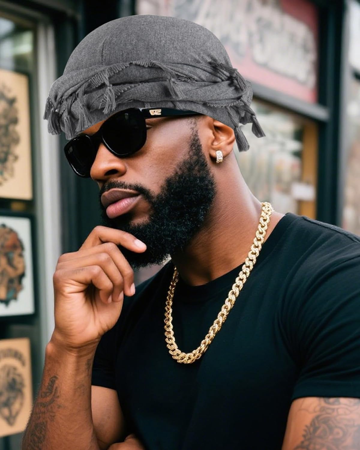 Ababalaya Adjustable Satin Lined Halo Turban for Men Women Twisted Tassel Head Wraps Sleep Cap Beanies Turban Durag - Image 5