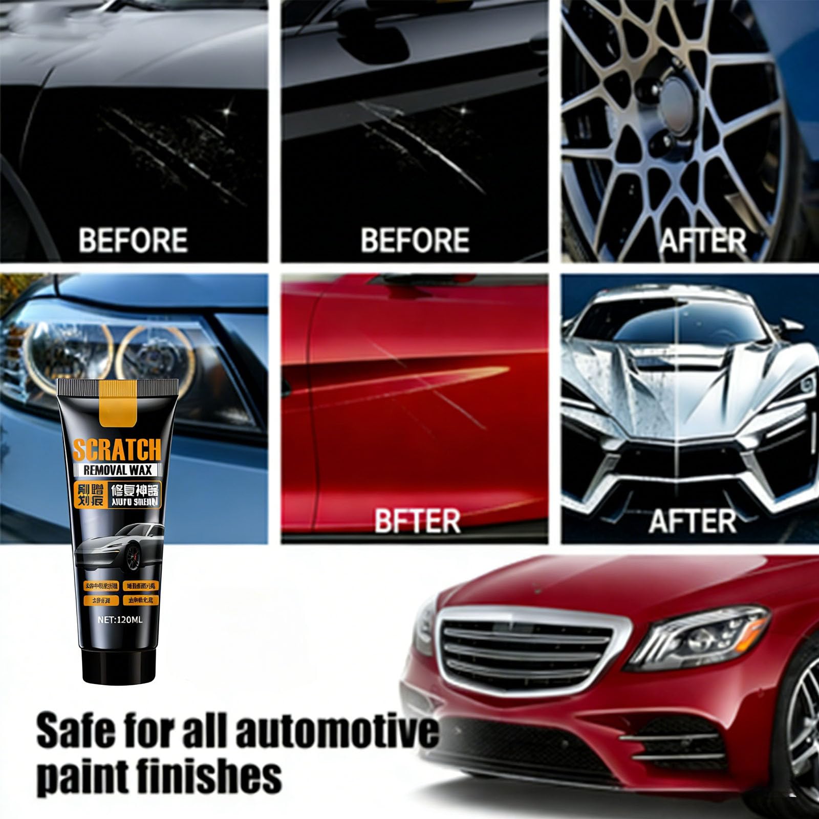 Jeeeun Car Scratch Remover Wax, 2026 Vehicle Scratch Repair Paste, Universal Car Scratch Removal Kit with Wipe and Sponge (1pcs) — view 4