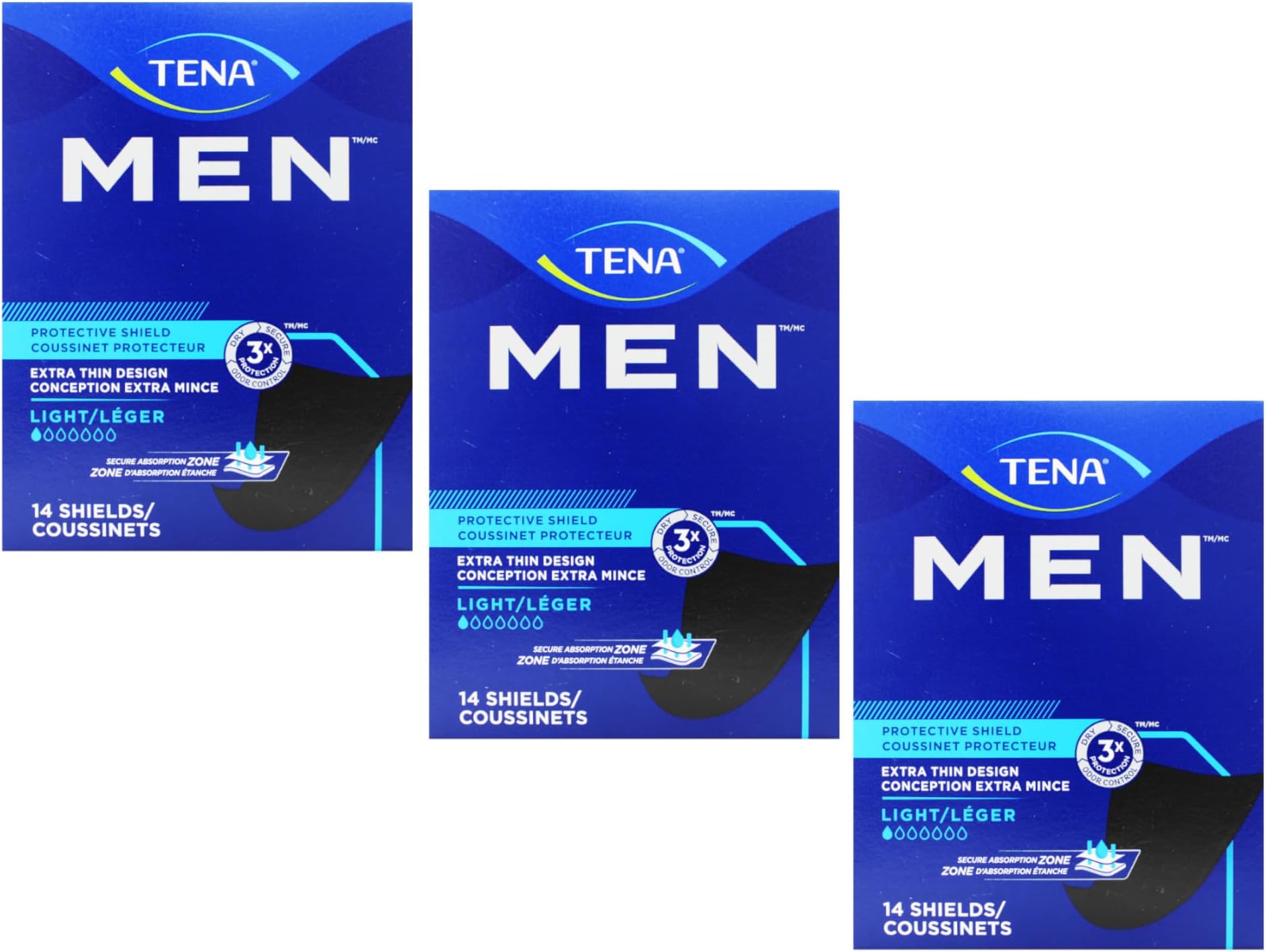 TENA Men's Protective Shield Extra Light Bladder Weakness Pads (3 Pack of 14)