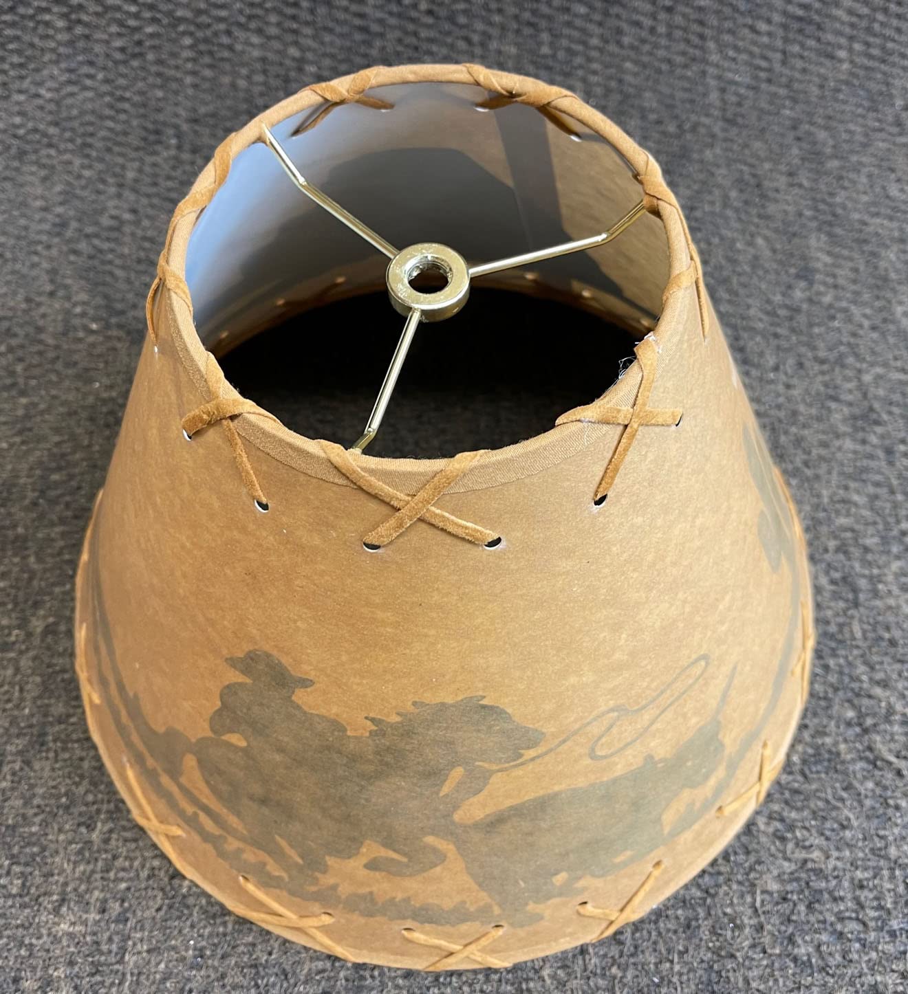Rustic Oiled Craft Paper Lamp Shade with Cowboy Design - 12