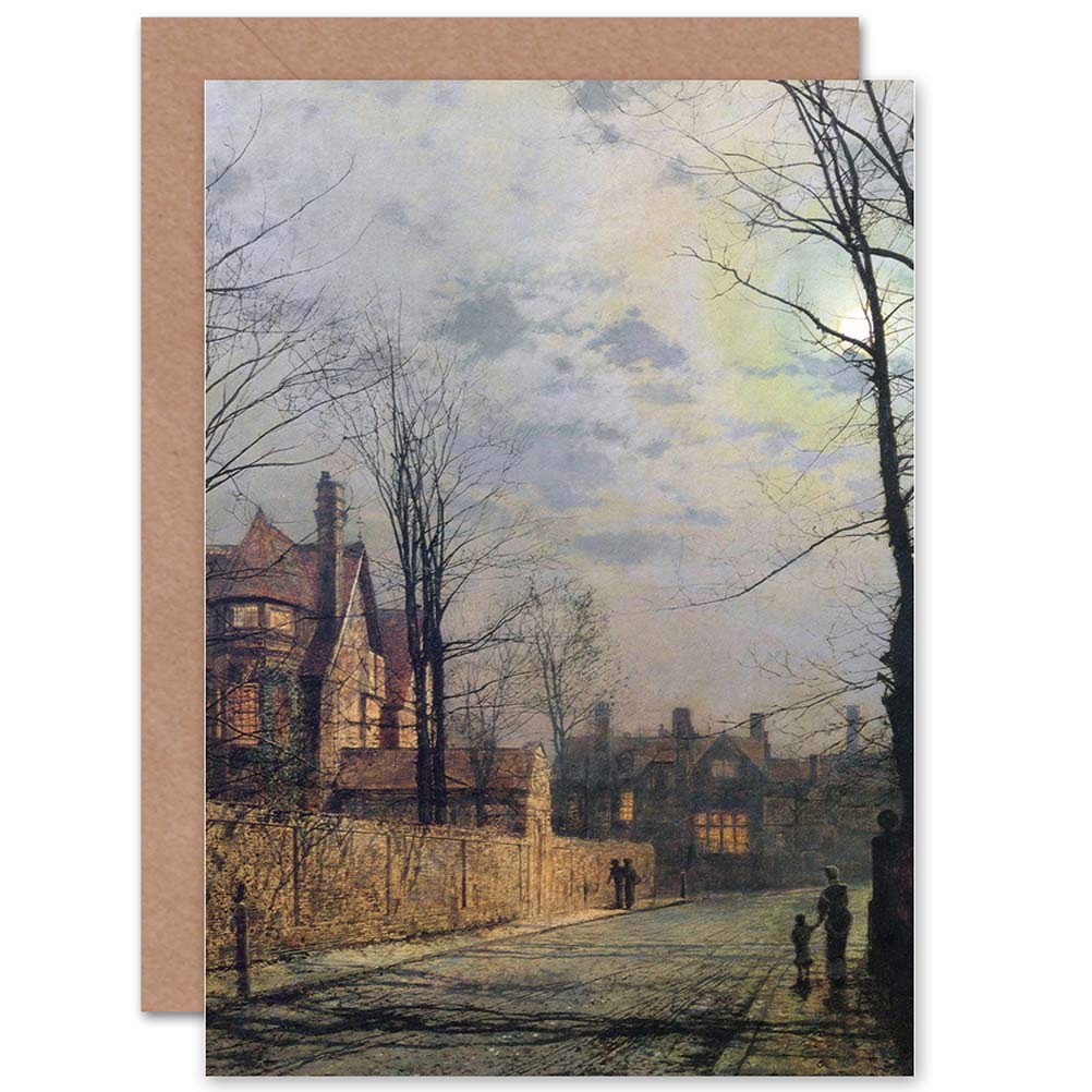 Wee Blue Coo JOHN ATKINSON GRIMSHAW PAINTINGS MOONLIT STREET SCENE GREETINGS CARD