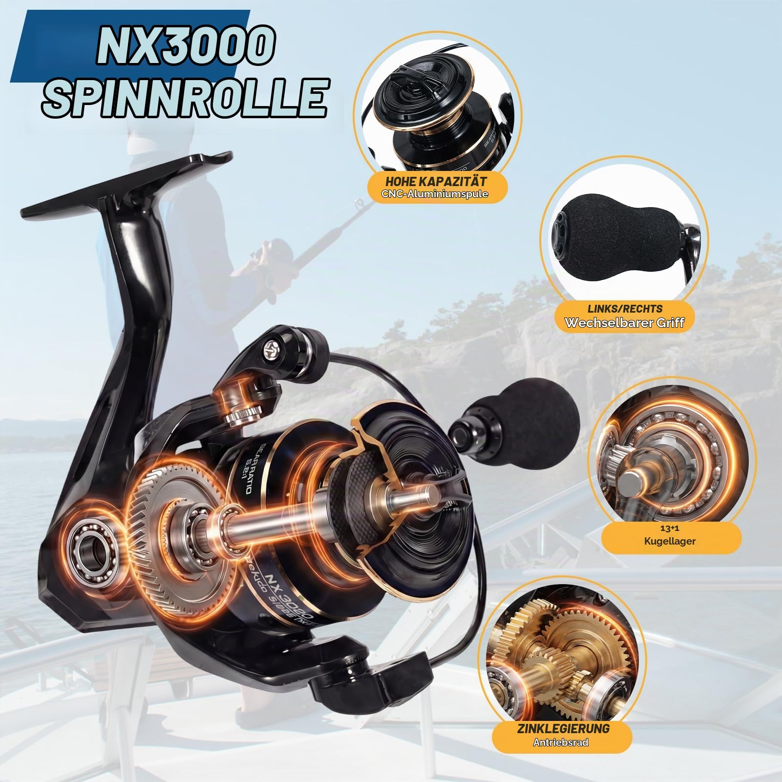 2.7M Angelrute Set Komplett Glasfaser Angelruten Teleskoprute und Spule Combo Kit mit Angelschnur Angelköder Set und Tragetasche, Geschenk Erwachsene für Salzwasser Süßwasse Fishing