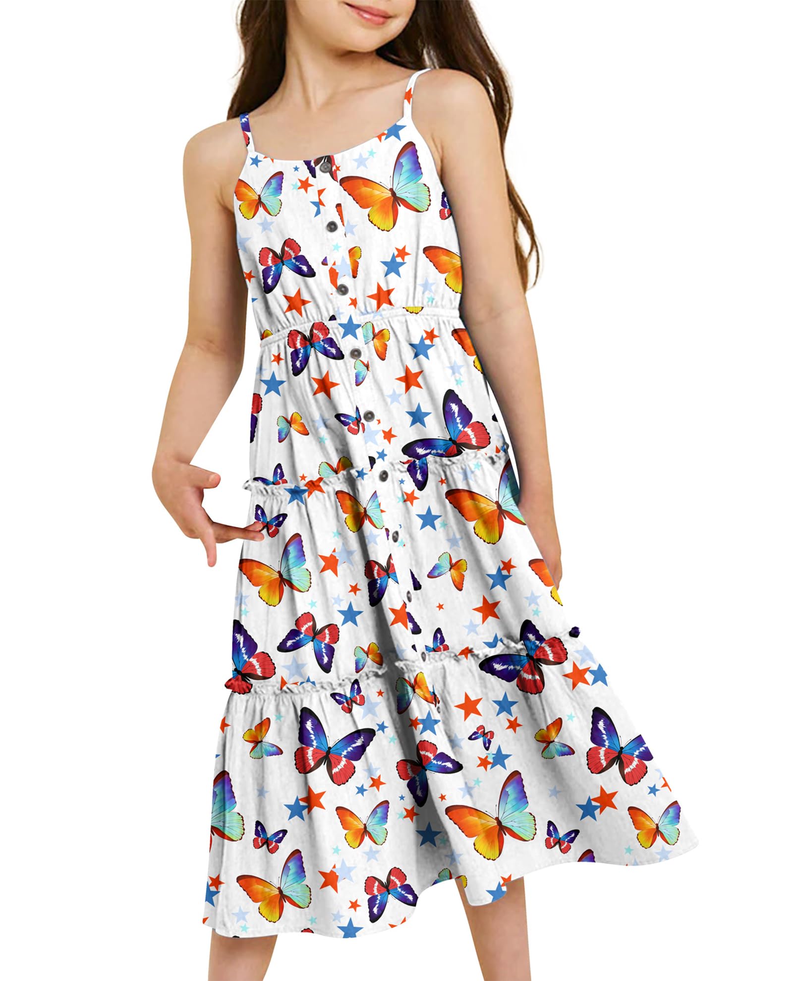 ALISISTER Vestido sin Mangas de Chica plissee Vestido en Capas con Volantes Spaghetti Tirantes torcidos Sundress 6-12 Yardas