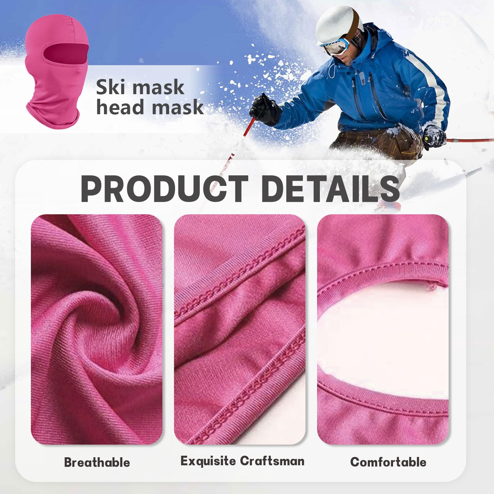 Kotkiddy® Cagoule - Masque de ski - Coupe-vent - Protection solaire - Protection UV - Pour femme - Rose - L, rose, L